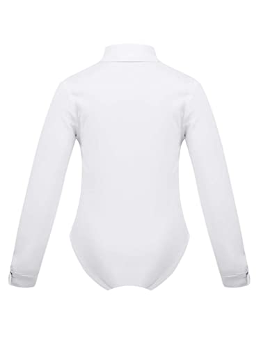 Easyforever Boys' Kids Modern Latin Jazz Ballroom Salsa Dance Leotard Dress Shirts Romper Bodysuit With Bowtie Dancewear White 6 Years #TOP1