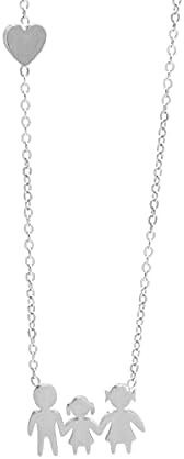 Colours & Beauty Collana Ciondolo Famiglia in Acciaio Inossidabile | Collana Con Famiglia Acciaio | Collana Family | Collana con Ciondolo Famiglia | Catenina personalizzata | Collana con la Famiglia