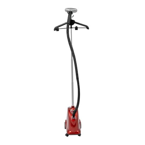 Dampfglätter, 2200W Garment Steamer - Profi Steamer für Textilarten, Vertikaler Dampfbügler mit 3L Wassertank, Antibakterielle Dampfbürste, Drei Stufen Einstellbar (Schwarz+Rot)