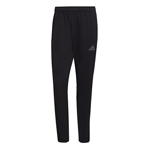 Adidas Men's Aeroready Sereno Slim Tapered-Cut 3-Stripes Pants, Black/Grey, Medium #TOP4