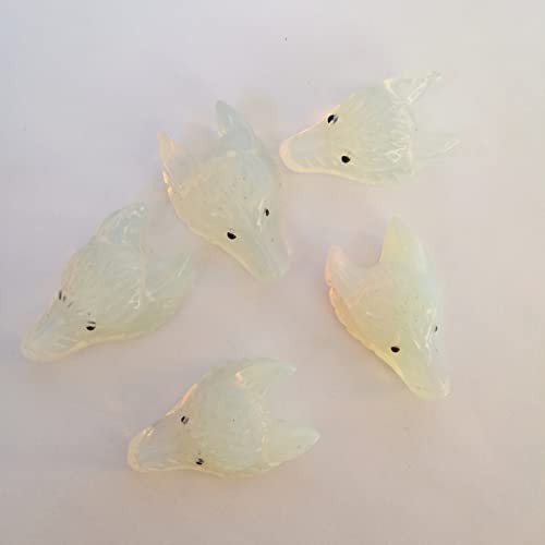 Manekieko Synthetic Opalite 40mm Wolf Head Pocket Crystals and Healing Stone Figurine,Haped DIY-Jewelry Pendant - Image 4