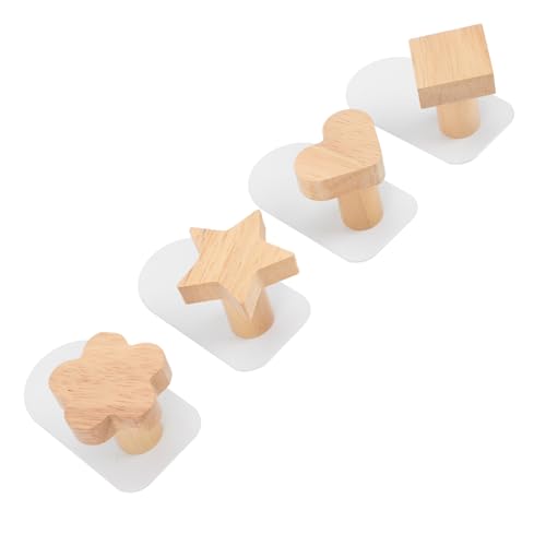 JEWEDECO Gancho de Madera para Sombreros Adhesivo, Perchero de Ropa Creativo de 4 Piezas, Fácil Instalación y Diseño Único para Pasillos y Dormitorios Varios estilos