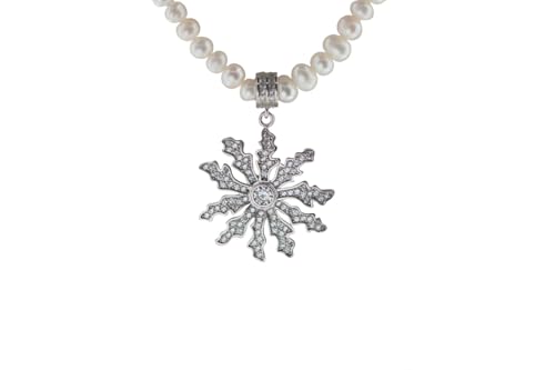 TALISMAN JEWELLERY Colgante de Plata 925 con Perlas Naturales - Eguzkilore, Flor Vasca (20 MM)