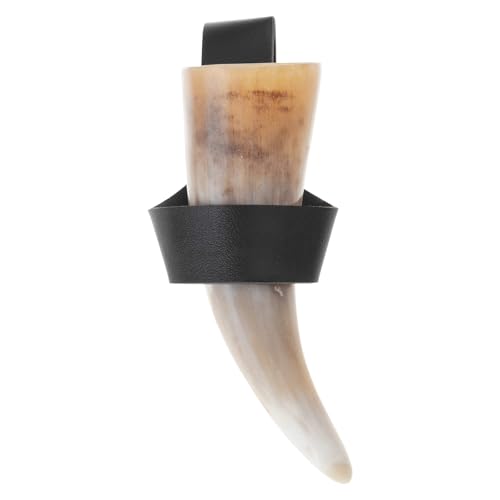 Boccale da birra con supporto in pelle medievale vichinghi tazza da birra corno con fondine in pelle Halloween Cosplay costume vichinghi bere corno fondine