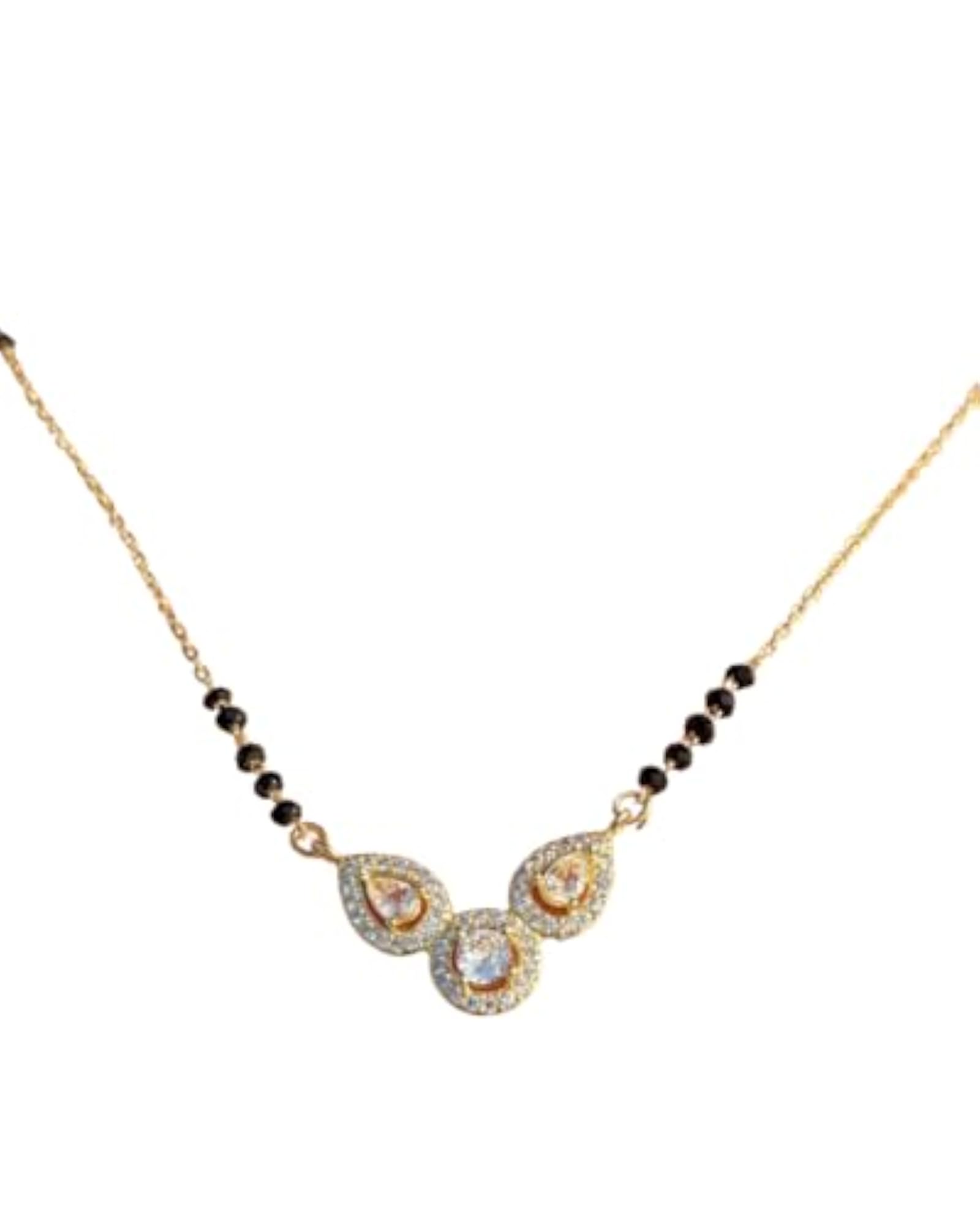 Gold Plated Artificial Stones and Beads Mia Gold Mangalsutra for Women