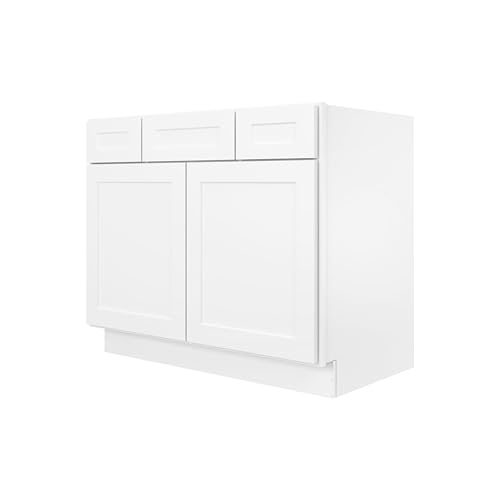 Image of Furinno Shaker 2-Drawer Bath Vanity Cabinet Without Top, Ready to Assemble, 21 D x 42 W x 34.5 H, White