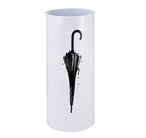 SaryEdge Umbrella Stands,Umbrella Holder Umbrella Stand Modern Round Umbrella Rack with 4 Removable Hook Metal Umbrella Holder Basket with Umbrella Pattern for,Wit-20 * 45Cm