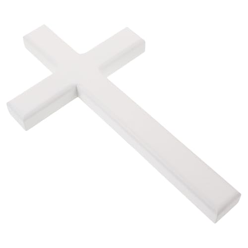 Cruz de madera de pino plana con ganchos ocultos para colgar sin dañar la estética