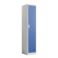 Racking Solutions. Single Door Metal Storage Lockers, Blue & Grey Steel Lockable Unit, Staff Gym School Changing 1850mm H x 380mm W x 450mm D
