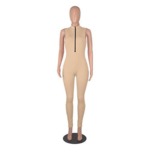 Jumpsuit bodycon mujer romper sin mangas mono corto ajustado playsuit 4