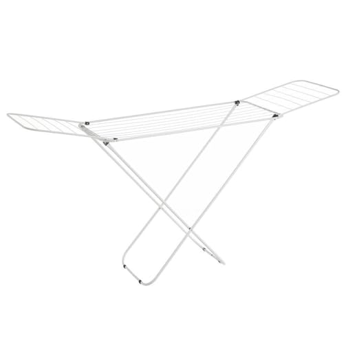LOLAhome   Tendedero Plegable con alas Blanco de Metal de 182x95x47 cm. 16 m de tendido. Ideal para Interior y Exterior. Compacto, Estable y fácil de Guardar
