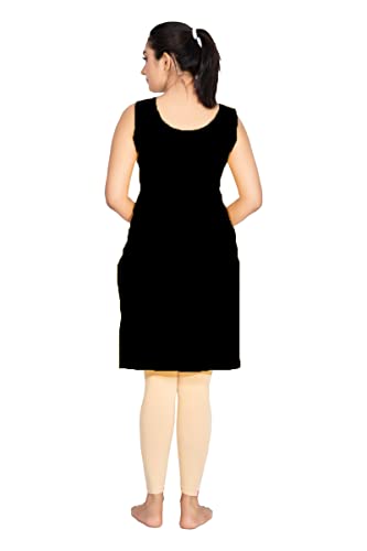 Image of Women's Cotton Long Camisole for Kurti /Suit Slip /Long Inner /Samij for Women Sameej /Knee Length Inner Wear /Sameez /Kurti Slip /Round Neck /Invisible