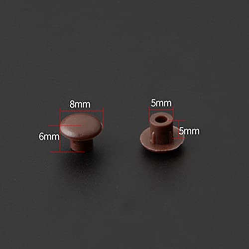 Plastic Hole Plug, Cylindrical Hole Dia. 5mm Straight Pattern Hole Cover End Cap Flush Mount Hole Plug, Dark Brown, 100 Pcs - Image 2