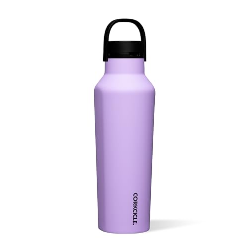 Corkcicle Sport Canteen - Keeps Drinks Cold 25 Hours - Stainless Steel Water Bottle - Triple-Insulated - Spill-Proof - Summer Drinkware Gift - Keeps Drinks Ice Cold - 32 oz - Sun-Soaked Lilac