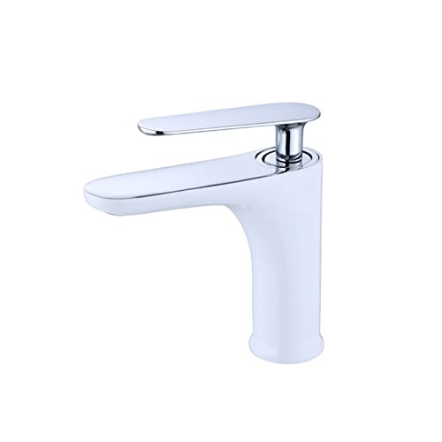 Robinet de salle de bain en laiton blanc chic et durable pour lavabo 1 trou