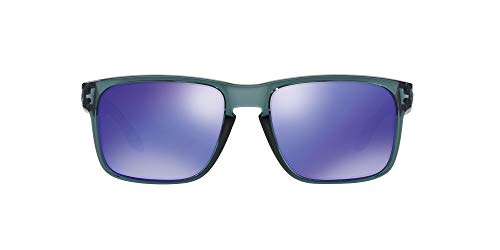 Oakley Men's OO9102 Holbrook Square Sunglasses, Crystal Black/Violet Iridium, 57 mm