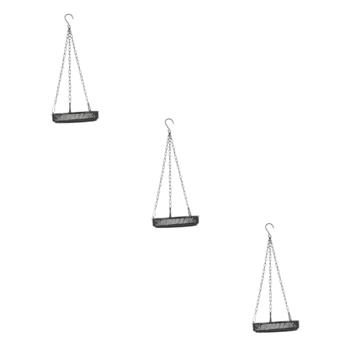 Happyyami 3 Piezas comedero para pájaros comedero pajaros Bird Feeder comedero de pájaros alimentador de Cuervos Exterior Jaula Soporte para Comida de pájaros comedero Colgante Acero Black