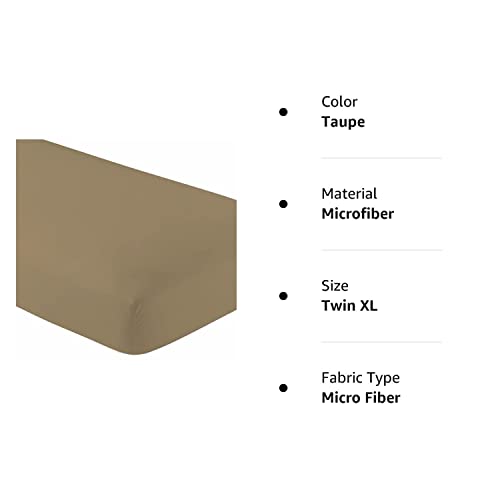Twin Extra Long Micro Fiber Fitted Sheet - Deep Pocket - Wrinkle, Fade, Stain Resistant - Hypoallergenic - Soft And Comfy - By Crescent Bedding Taupe Twin Xl #TOP4