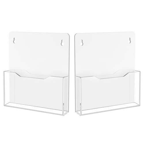 Carmanon Acrylic Magnetic File Holder: Clear Plastic Mail Organizer - Wall Mount Magazine Display Stand for Refrigerator Whiteboard Ofiice