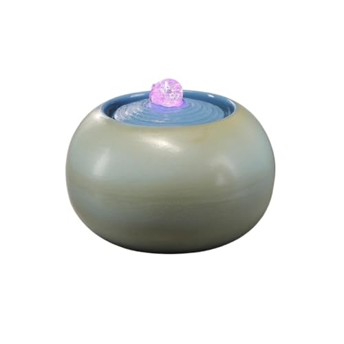 yixinzi-2024 Fontana da Interno Fontana d'Acqua in Ceramica Semplice con Pompa sommersa elettrica Fontana a Cascata(Blue)