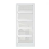 SOLRIG Sliding Closet Door 36' x 84' - 5 Lites Tempered Frosted Glass Panels, Interior Single Door Slab, MDF - Panel Assembly (Needed Without Hardware Kit