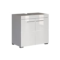 trendteam smart living - Amanda - Waschbeckenunterschrank - Weiß/Weiß Hochglanz - 1 Einlegeboden - (BxHxT) 60 x 56 x 34 cm - Kratzfest