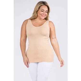 Image of SHAPERX Women's Regular Fit Sleeveless Cotton Camisole Slip Spaghetti Pack of 1 Plus Size