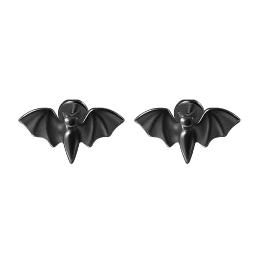 2Pcs 20G Stainless Steel Bat Lip Rings Labret Studs Conch Helix Tragus Cartilage Stud Earrings Threadless Push In Monroe Medusa Piercing Jewelry for Halloween