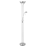National Lighting Mother and Child Uplighter Floor Lamp with Reading Light - Satin Chrome Finish Floor Lamps for Living Room R7s/G9 Bulbs (Not Included)