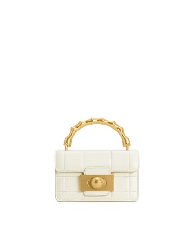 JW PEI Bolsa feminina Kaia com alça de metal de bambu, Branco