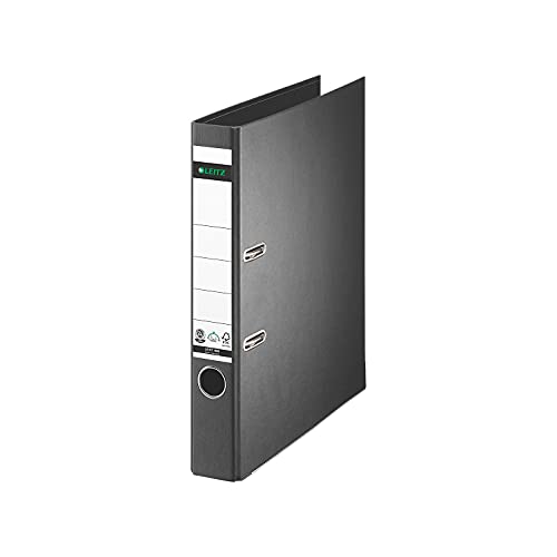 Leitz Qualitäts-Ordner 180 A4 schmal 5 2 cm Rückenbreite Spezialpapierkaschierung in Leinenprägung Blauer Engel Schwarz 10080095