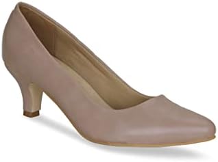Get Glamr Women Faux Leather Classic Work Pumps|| Semi-Pointed Toe|| Block Low Heels|| Smart Causals|| Heel Pumps