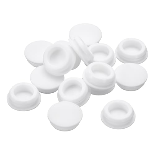 Image of uxcell 16 Pcs Silicone Plugs, Rubber Round Snap in Locking Hole Plugs for 14.5-15.5mm Hole, Hole Stoppers Waterproof Hole Plug for Metal Tube, Furniture End Caps Inserts, White