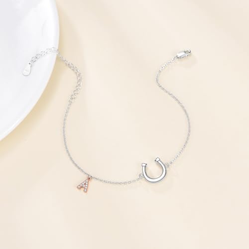 POPLYKE Faith/Horseshoe Initial Bracelet for Women Sterling Silver Jewelry Gifts2