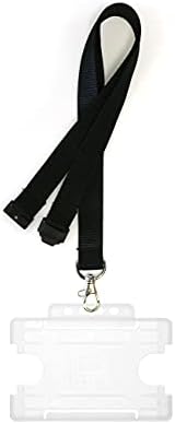 100 x Black 20mm Lanyards for ID Badges with Safety Breakaways and Trigger Clip | Crown Systems Lanyards | Lanyards for ID Card Holders | Office Lanyards