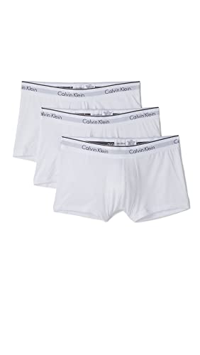 Calvin Klein Men's Underwear Microfiber Stretch 3 Pack Trunk, White, Small
