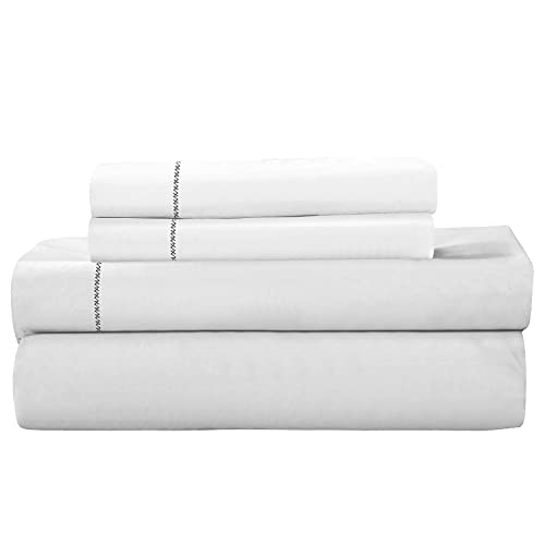 Image of ROYALE LINENS 4 Piece Sheets Set - Soft Brushed 1800 Microfiber Bedding - 1 Fitted and 1 Flat Sheet, 2 Pillow Cases - Wrinkle Free & Fade Resistant - Hotel Luxury Bed Sheets (White, Queen)