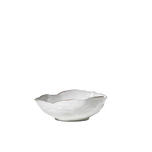 Serene Spaces Living Extra Large Free-Form Edge Glazed Ceramic Bowl - Fruit Basket, Dinnerware, Centerpiece for Vintage Weddings, Events, 10.5" Long, 8" Wide and 3.5" Tall