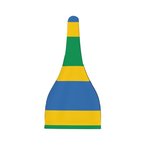 Gabonese Flag Print Newborn Baby Hat, Soft Top Knotted Beanie Cap, Cute Infant Headwear for 0-6 Months Welcome Party Black2