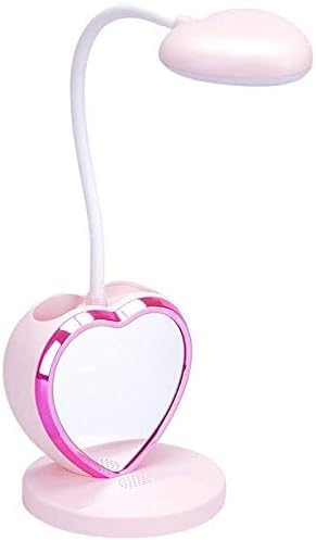 JT2D-Lampe de bureau LED rechargeable pour filles avec port de charge USB et porte-stylo, intensité variable, rose