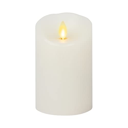 Luminara Pilar clásico sin llama LED con borde festoneado, blanco, sin perfume, listo para control remoto (7,62 cm de ancho por 10 cm de alto)
