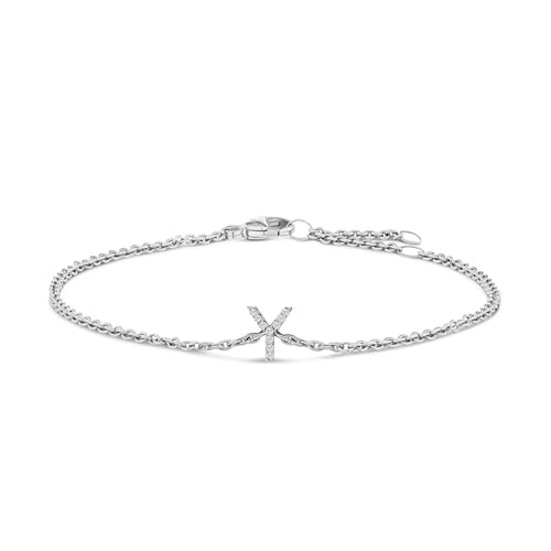 10K White Gold Diamond Accent "Y" Initial Charm and Link Bracelet