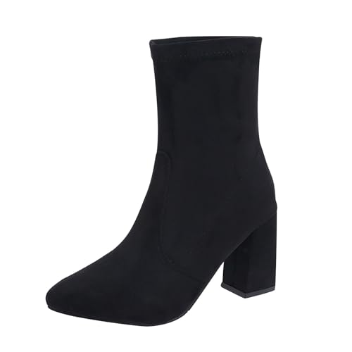 Bottes mi-mollet pour femmes en floqué confortables avec bout rond pour l'hiver