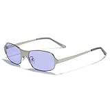 YLTPHD Gafas de sol con protección UV400 para hombre y mujer - Metal Candy Color Gradient - Ligeras para deportes al aire libre, correr y montar a caballo, color plata mate morado