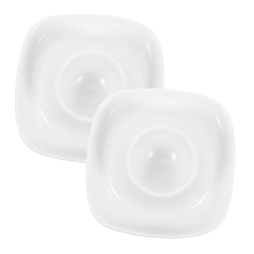 HEALLILY 2pcs White Ceramic Egg Holder Breakfast Egg Cups for Home Restaurant and Easy to Clean