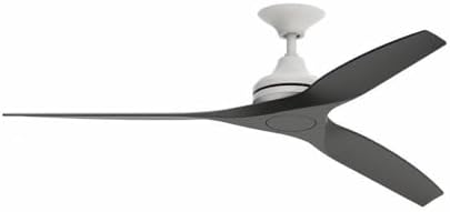 Fanimation Spitfire 3 Blade Ceiling Fan - 12 Inches Tall and 60 Inches Wide - Matte White Finish - Black Blade Color