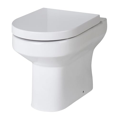 Image of Balterley Round Back to Wall Toilet Pan, Round Design Back-to-Wall Toilet Unit, Space Saving Toilets for Bathroom, Easy to Clean BTW Toilets for Bathrooms - 370mm x 520mm x 410mm (White)