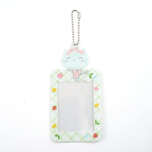 TMSITE Karten-Aufbewahrungskoffer, Cartoon-Katzen-Fotohüllen mit Schlüsselanhängern, Fotokarten-Aufbewahrungsbus-Kartenhalter(Green) Cover
