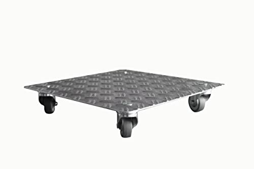 Pflanzenroller AluRiffelblech Q200 bis200kg Blumenroller Untersetzer Quadrat Indoor Outdoor (Riffel2,5/4-200-400x400)
