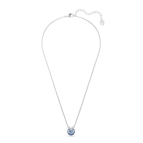 Swarovski Bella V pendant, Round cut, Blue, Rhodium finish2